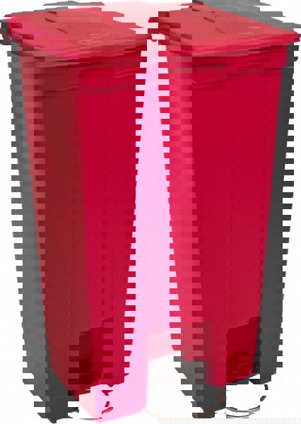 Indoor Utility Step-On Waste Container, 23 gal, Plastic, Red